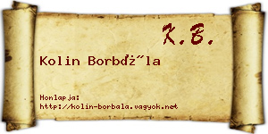 Kolin Borbála névjegykártya